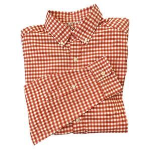 Vineyard Vines On The Go Brrr Cooling Button Down Shirt Orange Gingham Small NEW